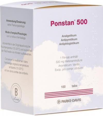 Понстан 500 мг 100 таблеток покрытых оболочкой. Ponstan Filmtabs 500mg 100 Stück