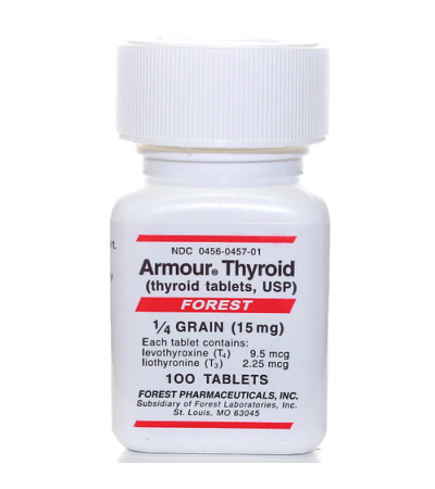 Armour Thyroid 15MG (1/4 Grain) 100 Tablets