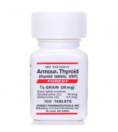 Armour Thyroid 30MG (1/2 Grain) 100 Tablets