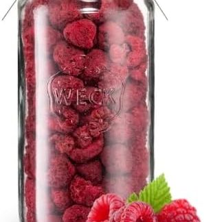 Органическая лиофилизированная малина – 70 г – 100% органические лиофилизированные фрукты – метод лиофилизации – банка Weck – без добавления сахара – источник витаминов – BerriesPolska®