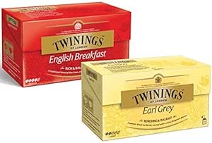 Чай Twinings Earl Grey, 2 упаковки, английский завтрак, черный чай в пакетиках, английский завтрак, черный чай из Китая, 2 x 25 чайных пакетиков (2 x 50 г)