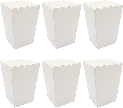 24 белых коробочки для попкорна (5,6 x 10,7 x 7,6 см)