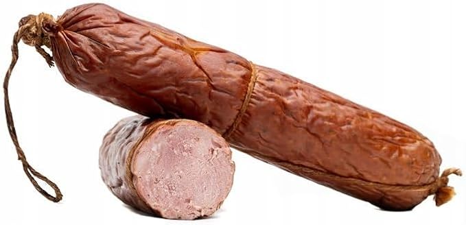 Натуральная краковская копченая колбаса из свинины и говядины Schronisko Bukowina, традиционного копчения, без глютена и консервантов, 450-500 г.