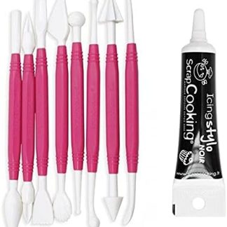 8 инструментов для работы с сахарной пастой + черный карандаш для глазури