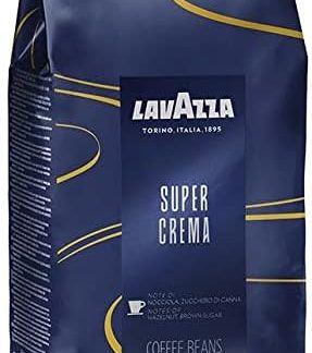 Кофе в зернах Lavazza Super Crema, 1 кг, 60% арабика, 40% робуста, средняя обжарка, высокое содержание кофеина.