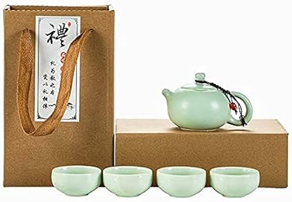 Японский керамический чайный сервиз EatingBiting для любителей чая, фарфоровый чайный сервиз в стиле кунг-фу, 5 предметов, японский чайный сервиз, бирюзовый фарфоровый чайный сервиз с 1 предметом.