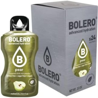 Bolero Грушевый напиток 24 шт. по 3 г Порошок для приготовления напитка без сахара, подслащенный стевией и витамином С Подходит для детей, спортсменов и диабетиков Без глютена и подходит для веганов