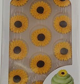 Украшения из королевской глазури в виде подсолнухов, 12 штук.
