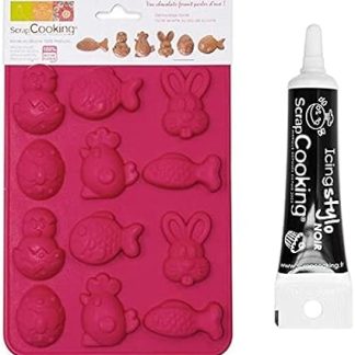 Силиконовая форма для пасхального шоколада + черный кондитерский маркер