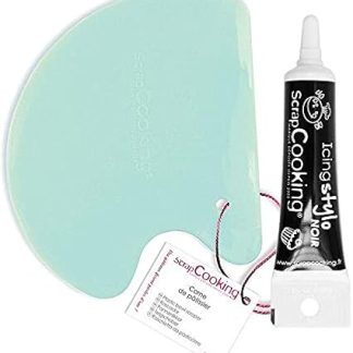 Пластиковый скребок для миски + черный кондитерский маркер