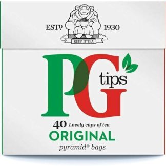 Чайные пакетики PG tips в форме пирамидки, 40 штук в упаковке.