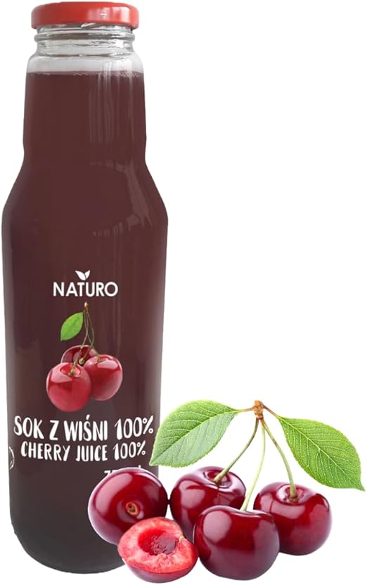 Naturo - Вишневый сок 100% 750 мл - натуральный, без добавления сахара, отжатый непосредственно из фруктов, пастеризованный, источник антиоксидантов и витаминов.