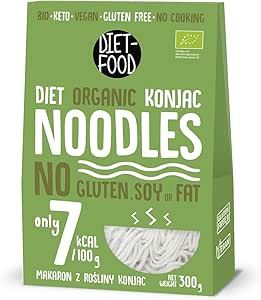 Лапша DIET-FOOD Bio Shirataki: низкоуглеводная, из коньяка, низкокалорийная, веганская, обезжиренная, без сои, без глютена, водорастворимая, диетическая лапша, низкокалорийная, 300 г