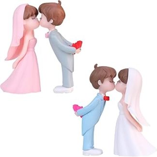 Украшения для свадебного торта, 4 фигурки пары, сине-белые, серо-розовые, ПВХ материал, универсальное украшение для свадебного торта, дня рождения, подарка.