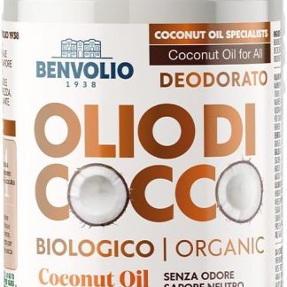 BENVOLIO - Органическое обезжиренное кокосовое масло 950 мл Чистое, универсальное и без запаха Без лактозы Увлажняющее для кожи и волос Для приготовления пищи и ухода за собой Кокосовое