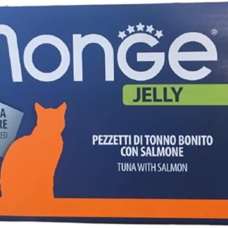 Натуральные кусочки тунца бонито премиум-класса с лососем для кошек, приготовленные на пару. Упаковка из 24 коробочек (по 80 г каждая). Без красителей и консервантов.