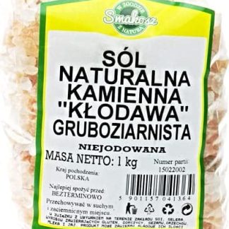 Натуральная розовая каменная соль Kłodawa, крупнозернистая, не содержащая йода, 1 кг, для гурманов.