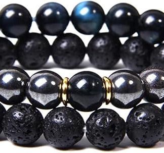 Браслеты SONNYX из 2 штук: тигровый глаз, лавовый камень, гематит, браслеты для мужчин и женщин, браслет с тройной защитой.