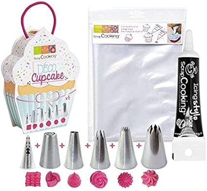 6 насадок + 6 кондитерских мешков для украшения кексов + черный кондитерский маркер