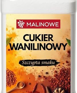 Ароматизированная банка ванильного сахара со вкусом малины и ванили (1 кг) с дозатором.