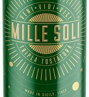 MilleSoli Caffè Crema – 500 г кофейных зерен в многоразовой герметичной банке – традиционная сицилийская обжарка, ручная работа, темная обжарка, идеально подходит для эспрессо-машин и ситечек.