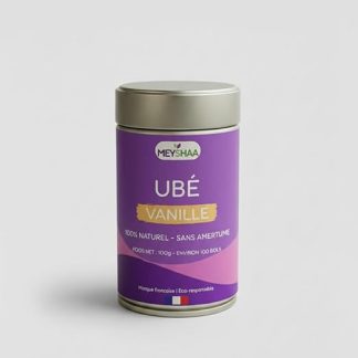 Натуральный ванильный порошок фиолетового убэ с добавлением натуральной ванили, без добавления сахара и добавок, для латте и десертов, 100 г (французский бренд)