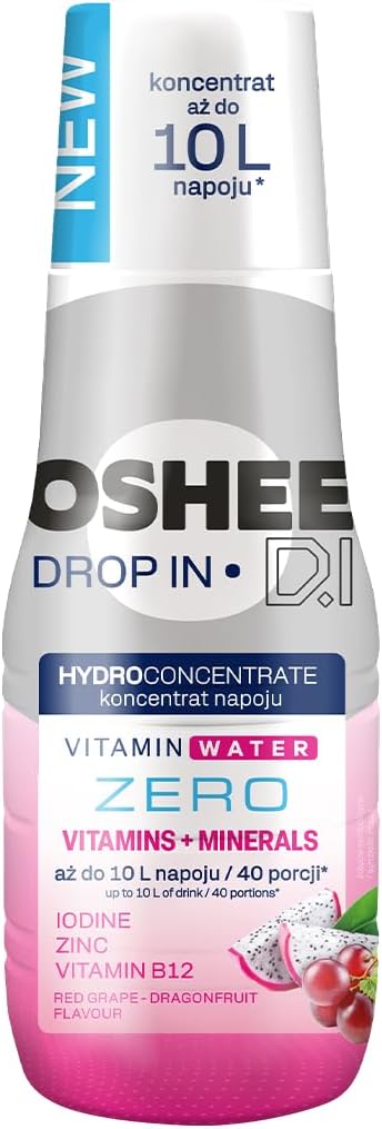 Гидроконцентрат OSHEE DROP IN ZERO - Красный виноград и драконий фрукт - Витамины и минералы, без искусственных добавок, без сахара, до 10 л напитка, 500 мл