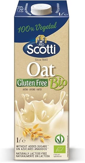 Riso Scotti – овсяный напиток без глютена – 100% растительный, органический, натуральный, без лактозы, без добавления сахара – 1 литр