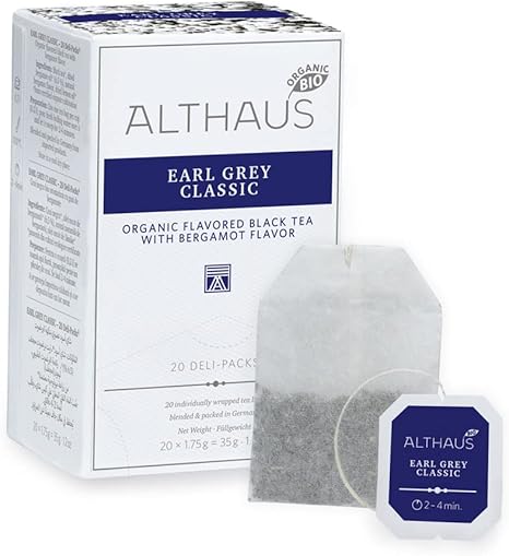 Чай Althaus EARL GREY CLASSIC, 20 пакетиков по 1,75 г, органический черный чай в классическом пакетике, DELI Pack (ранее Royal Earl Grey).