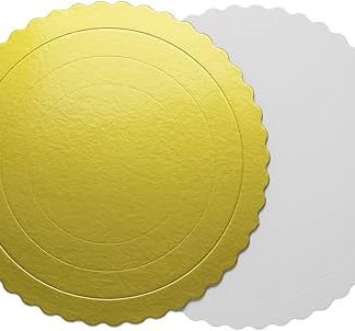 10 штук: подставка для торта из золотистой и белой бумаги (Ø 20 см)