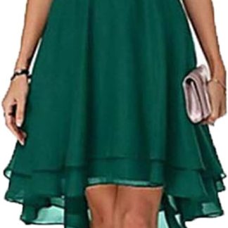 Женское летнее платье, элегантное многослойное платье миди с высокой талией, без рукавов, однотонное шифоновое вечернее платье, облегающее платье миди, зеленое, размер M, ЗЕЛЕНОЕ, M