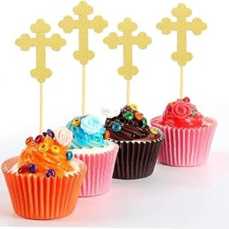 24 шт. Бумажные формы для украшения тортов в виде креста и ангела, украшения для кексов, украшения для детского праздника и вечеринки.