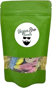 Vegan Bro Mini Bag кислые – 200 г веганских фруктовых желе, винных желе, кислых фруктовых желе – идеально подходит для подарка