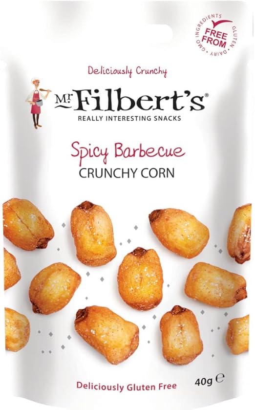 Острая хрустящая кукуруза на гриле от Mr Filbert's Fine Foods | Без молочных продуктов и глютена | Слегка обжаренная и пропитанная острым соусом для гриля (15 штук)