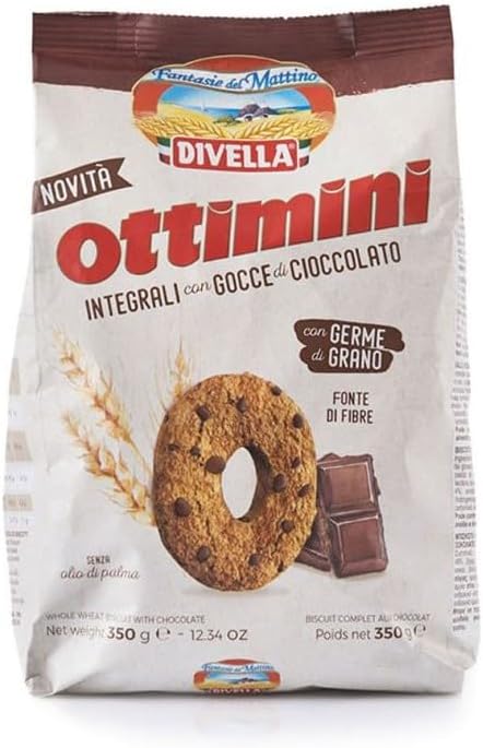 Печенье Ottimini Integrali Cioccolato цельнозерновое 350г Divella