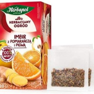 Имбирный чай с апельсином и айвой, фруктово-травяной чай с цитрусовым вкусом, Herbapol, 20 пакетиков по 2,5 г, термофузия