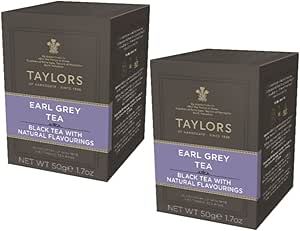 Taylors® Черный чай Эрл Грей с бергамотом - 2 x 20 чайных фильтр-пакетов (100 г) Пакетики черного чая Эрл Грей