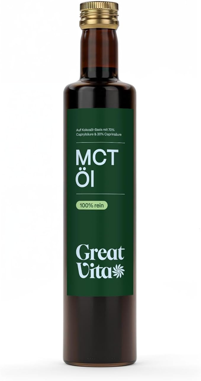 Масло MCT MeaVita на основе кокосового масла (1 x 500 мл), C8 и C10, высокого качества, 70% каприловой кислоты и 30% каприновой кислоты.