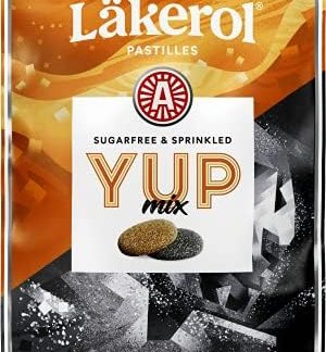 Пастилки Cloetta Lakerol YUP Mix со вкусом соленой карамели и сальмиака, 20 пакетиков по 30 г.