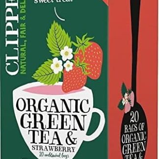 Зеленый чай органический, произведенный по принципам справедливой торговли, с клубникой, 40 г (20 x 2 г) - Clipper
