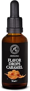 Ароматизатор Flavor Drops Caramel 50 мл - Карамельный вкус - Некалорийный ароматизатор для еды и напитков - Темная стеклянная бутылка с пипеткой - Жидкий ароматизированный подсластитель для домашней кухни - Веганский - Без сахара