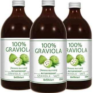 3 x 100% сок гравиолы - нефильтрованный и веганский - (3 x 500 мл) Сок, полученный непосредственно из 100% пюре гравиолы. Состав: гуанабана, саусеп, короссол.
