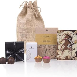 Подарочный набор в джутовом мешочке II – шоколад – Рождественский подарочный набор | подарок | мужчина | женщина | набор шоколада | Рождественский шоколад | шоколад | Дед Мороз |