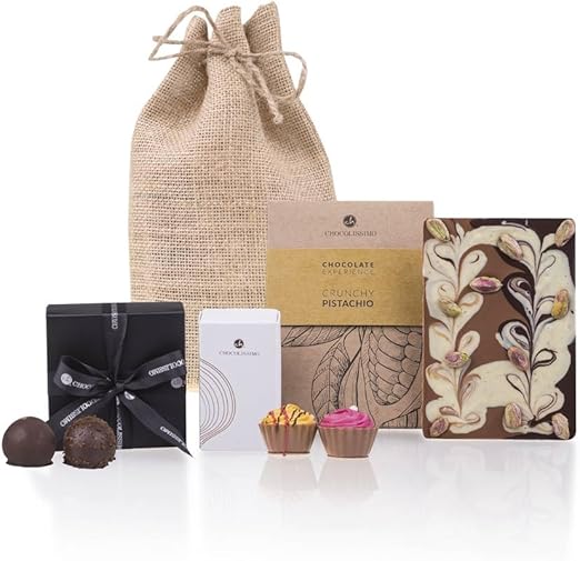 Подарочный набор в джутовом мешочке II – шоколад – Рождественский подарочный набор | подарок | мужчина | женщина | набор шоколада | Рождественский шоколад | шоколад | Дед Мороз |