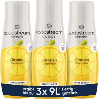 Сироп для газирования воды SodaStream, 3 бутылки с лимоном, без сахара, 1 бутылка рассчитана на 9 литров готового напитка, который готовится за несколько секунд и всегда остается свежим, 3 бутылки по 440 мл.