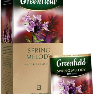 Чай Greenfield Spring Melody, ароматизированный черный чай с черной смородиной, мятой и тимьяном, 25 чайных пакетиков (25 x 1,5 г), 37,5 г [2 упаковки]