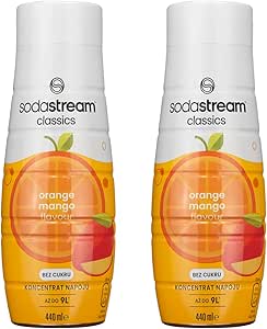 Sodastream 2x Безсахарный мангово-апельсиновый сироп для воды, 9 л напитка