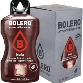 Bolero KOLA 24x3 г Порошок для приготовления напитка без сахара, подслащенный стевией и витамином С подходит для детей, спортсменов и диабетиков без глютена и подходит для веганов
