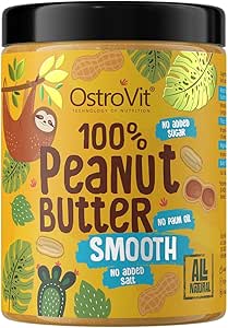 Ostrovit 100% арахисовое масло, гладкое, 1000 г, арахисовые сливки без добавок 100% жареный арахис Без сахара Без пальмового масла Без соли