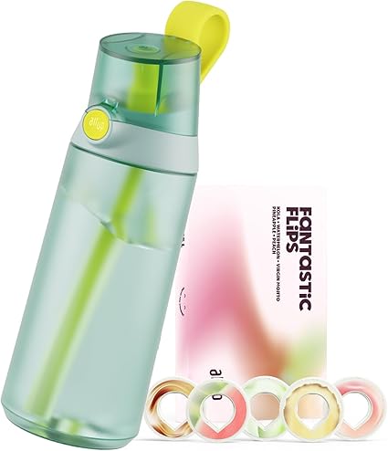 Стартовый набор AIR UP® Click Turtle для воды, зеленый, с 5 вкусами Бутылка для напитков 600 мл со вкусом без сахара Можно мыть в посудомойке, не содержит BPA